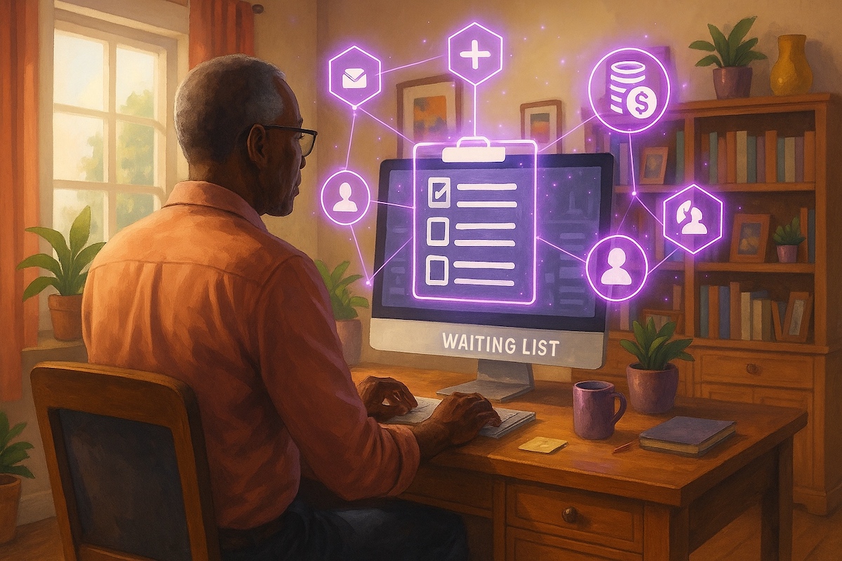 An oversubscribed coach with a waitlist working from home