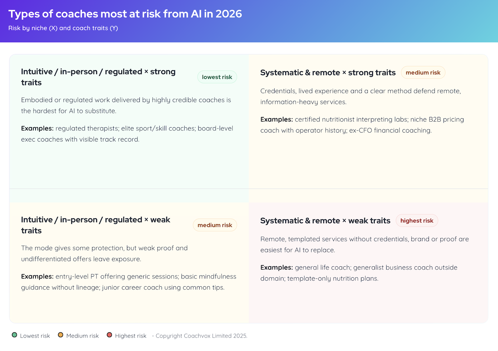 Matrix showing the risk factors affecting coaches