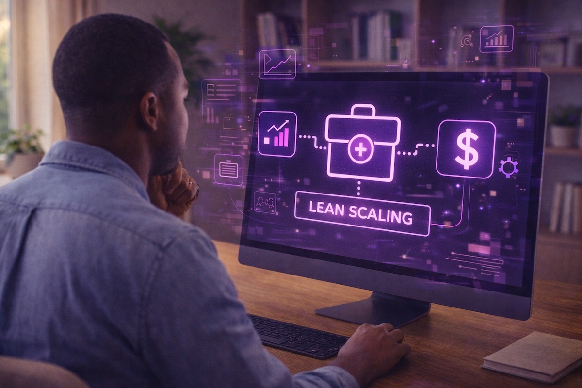 A coach building a lean coaching business from his home office