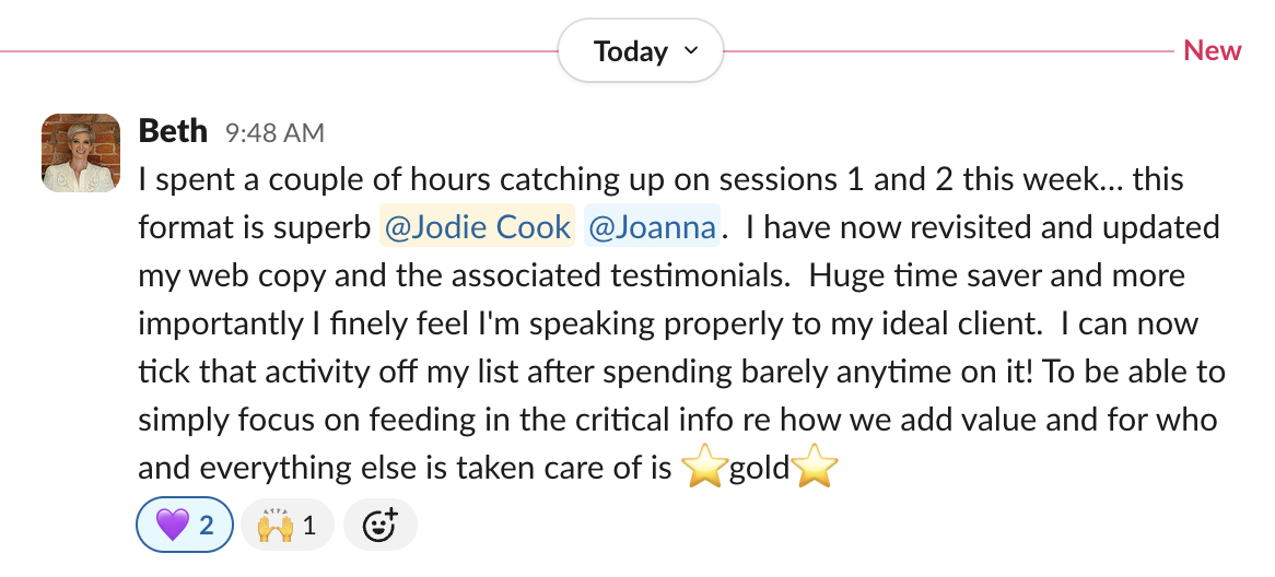 Beth: Academy feedback