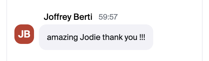 Joffrey: Thank you Jodie