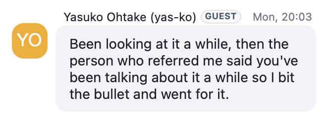 Yasko: Looking at it a while, went for it