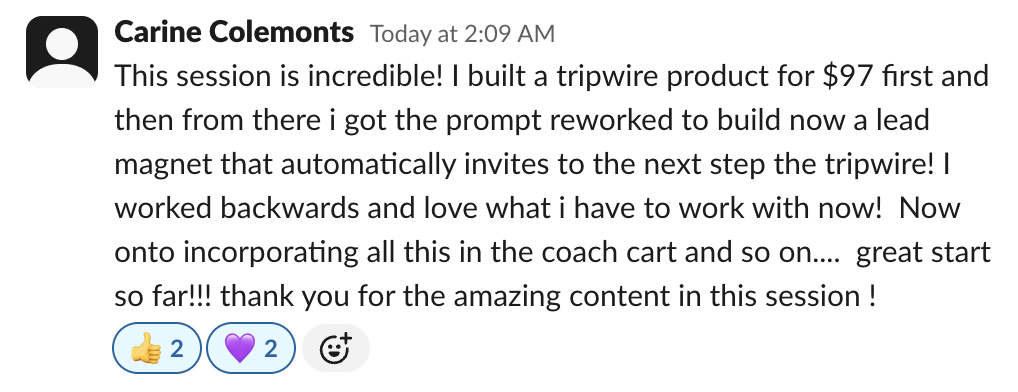 Carine Colemonts feedback