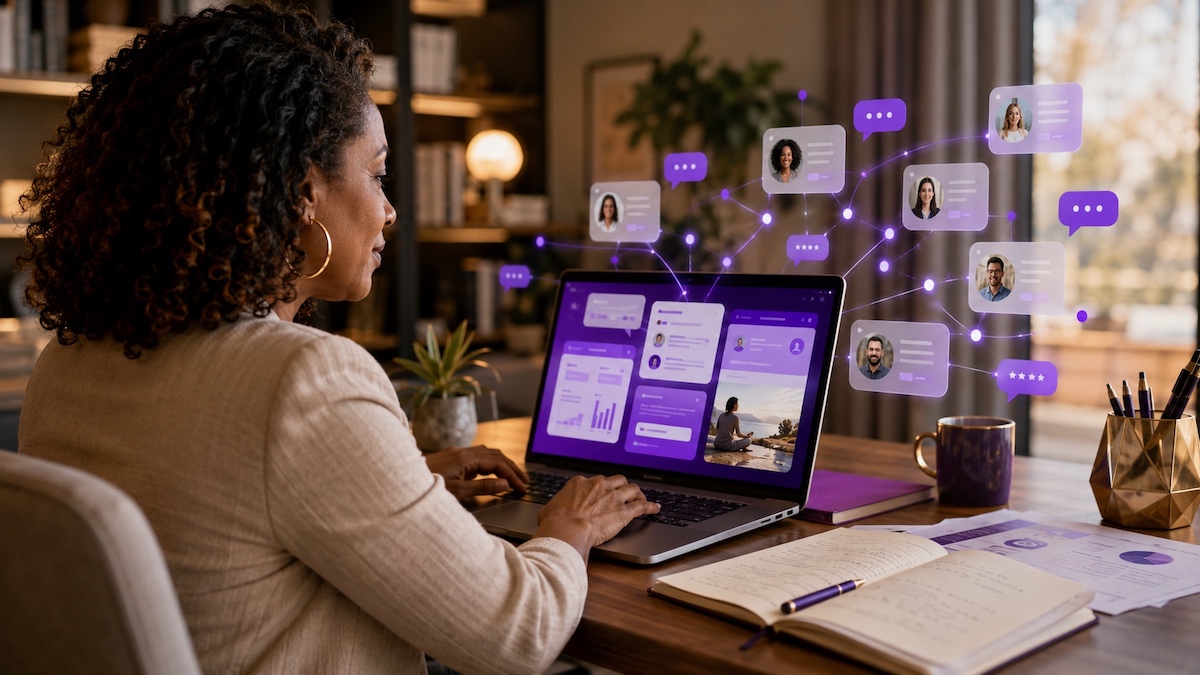 A coach working from her office to build trust at scale