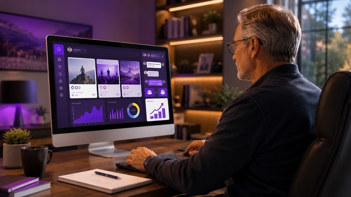 A coach focusing on his social media presence to grow his business
